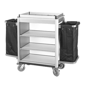 5 Star Hotel Aluminum Housekeeping Maid Cleaning Trolley Room Service Cart