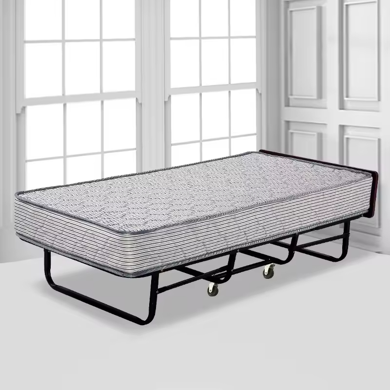 Luxury Hotel Guestroom Metal Portable Folding Bed Folding Guest Bed with Memory Foam Mattress