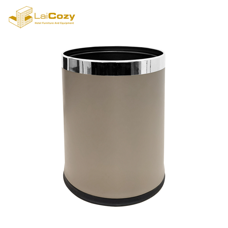 Leather metal double layer dustbins