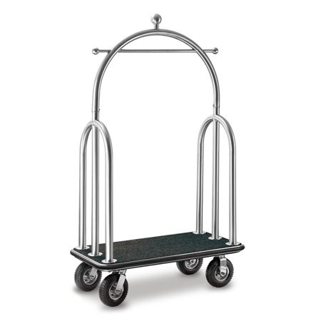 Hotel lobby stainless steel wheeled bellman cart with different finished