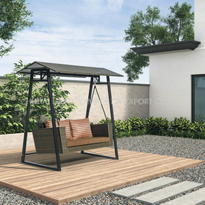 Outdoor Luxury Aluminium PE Rattan Swing Chair with Cushion And Pillows