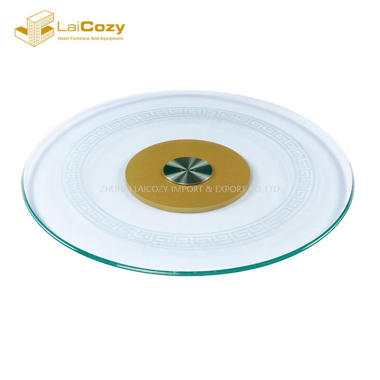 Hotel Restaurant Customized Size Lazy Susan D90cm 12mm Round Tempered Glass for Banquet Dining Table
