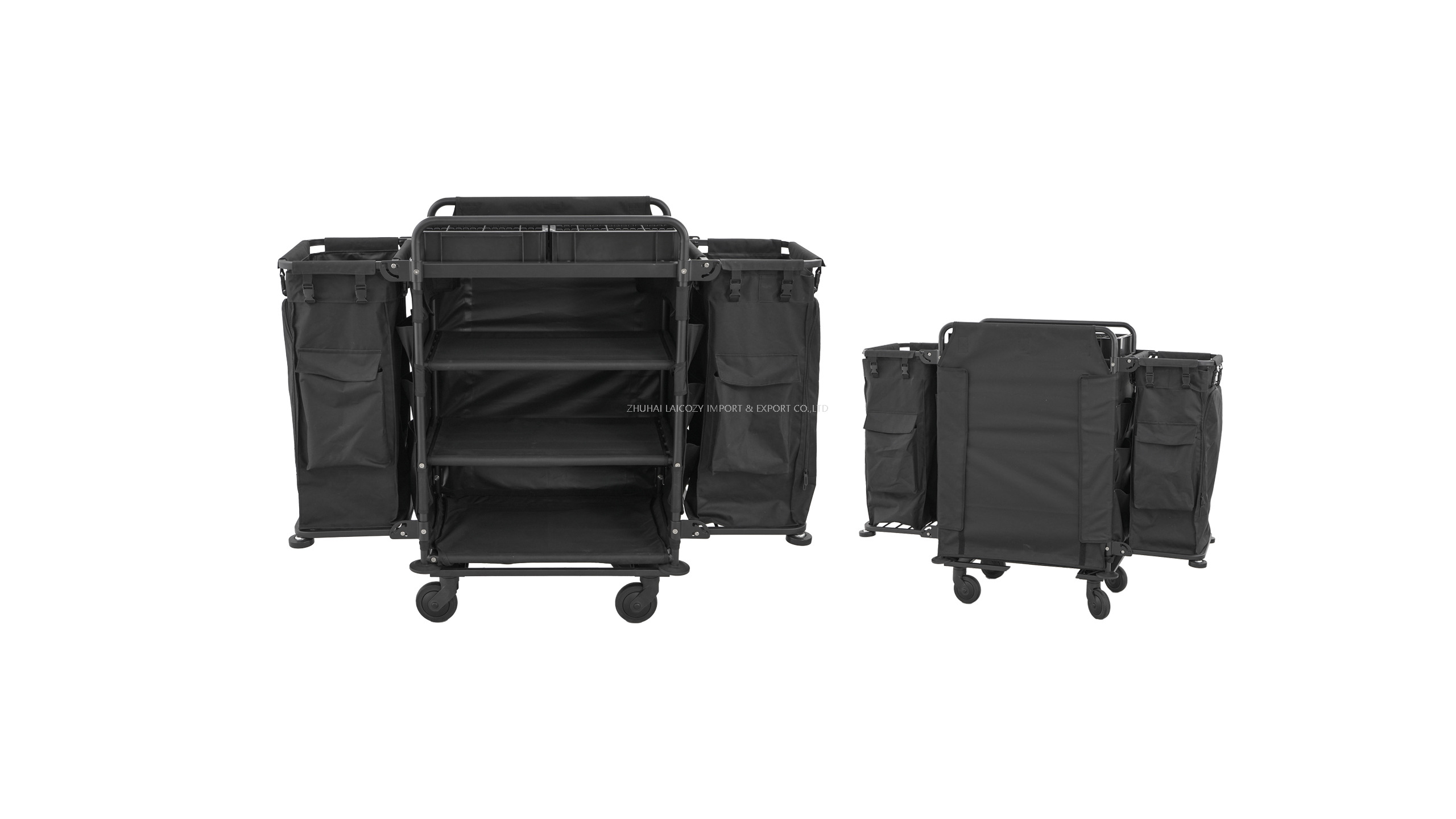 New Arrival 2025 Heavy Duty Housekeeping Cart | Hotel Maid Trolley with Side Laundry Bags
