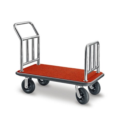 Hotel lobby 304 stainlesss steel wheeled luggage hand truck