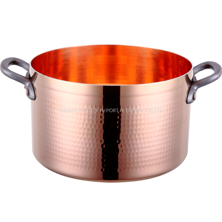 Good Quality Commercial Three-layer Copper Hammering Pot Available for Induction Cooker