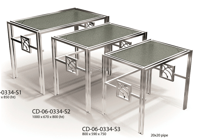 High Quality Hotel Restaurant Display 304 Stainless Steel Frame Tempered Glass Buffet Table