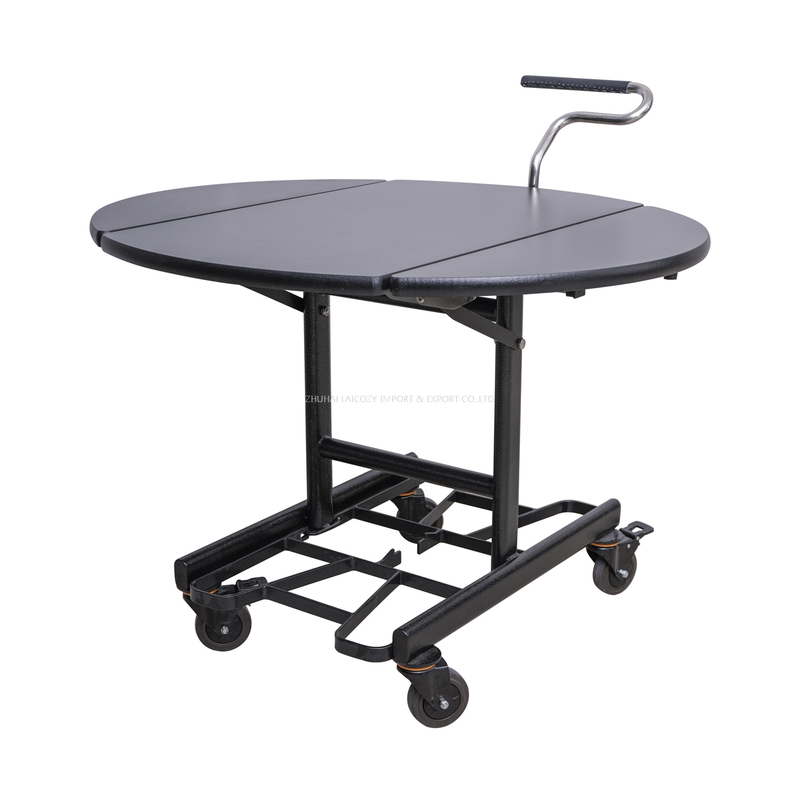 5 Star Hotel High Quality Room Service Trolley Black Finish with PU Edge Tri-fold Table Top