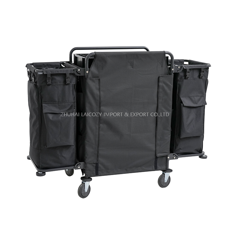 Light Weight Fabric Construct Housekeeping Cleaning Cart For Hotel