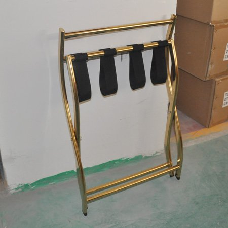 Hotel Travel Guestroom Golden Luggage Rack Stand 