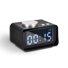Hotel Room Black Alarm Clock with USB Charging 