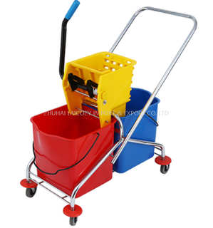 Cleaning Cart Down-press Double Plastic Bucket Mop Wringer