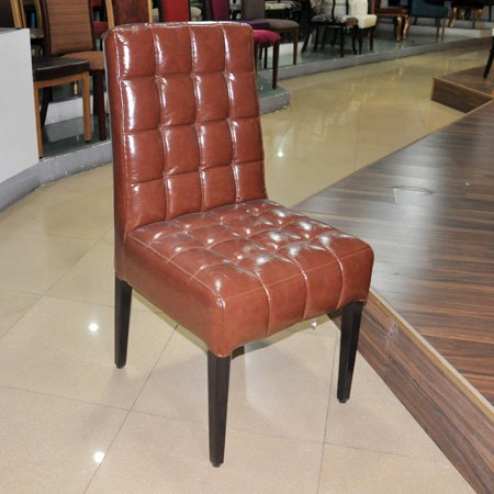 Hotel Deluxe Steel Brown PU Seat Banquet Chair 