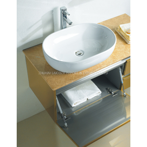 Hotel Bathroom 304 Stainless Steel Golden Bath Cabinet with Round Mirror