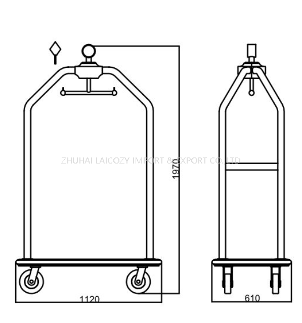 Hotel deluxe foldable Vinyl Deck Base Luggage Trolley 