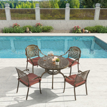 Hotel Outdoor Furniture Aluminium Round Table with Four Chairs with Cushion