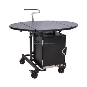 5 Star Hotel High Quality Room Service Trolley Black Finish with PU Edge Tri-fold Table Top
