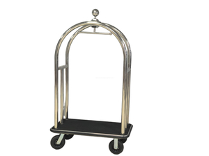 New Arrival 2025 Stainless Steel Bellman Luggage Trolley Heavy Duty Hotel Luggage Cart