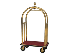New Design Golden Bellman Trolley | Premium Hotel Luggage Cart for 5-Star Resorts