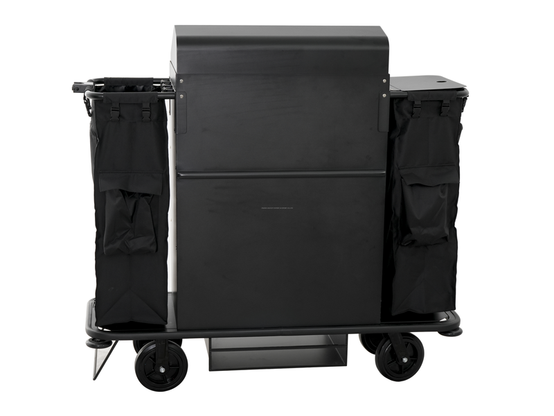 Black Durable Steel Hotel Guest Room Housekeeping Trolley