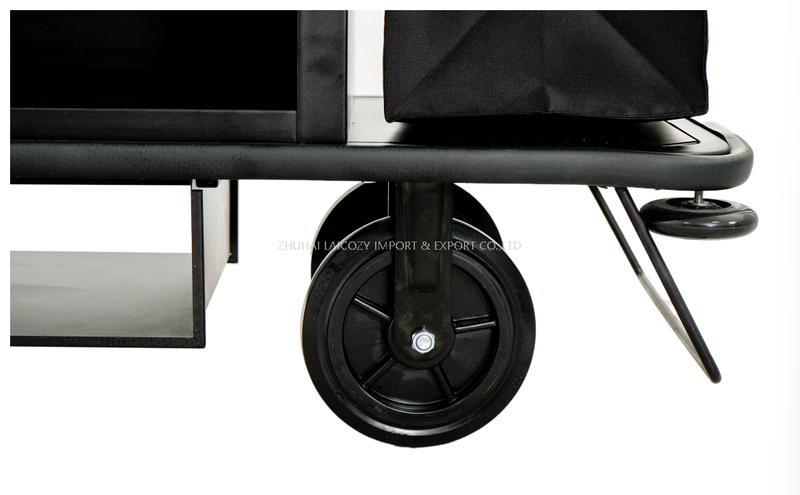 Black Durable Steel Hotel Guest Room Housekeeping Trolley