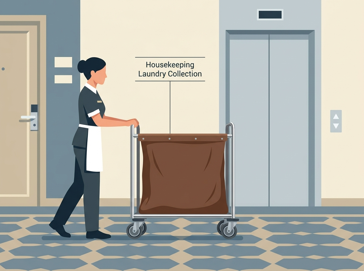 Commercial laundry cart used in hotel housekeeping