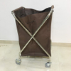 hotel wheeled x stainless steel frame laundry cart with bag for linen