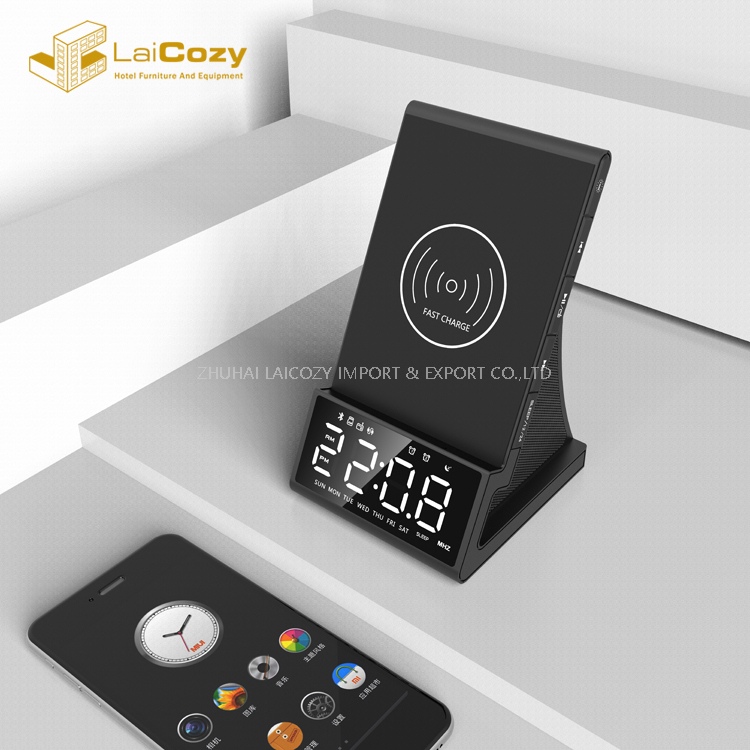  Desktop Bedside Hotel X7 LED Digital Bluetooth Alarm Clock with QI Wireless Charging