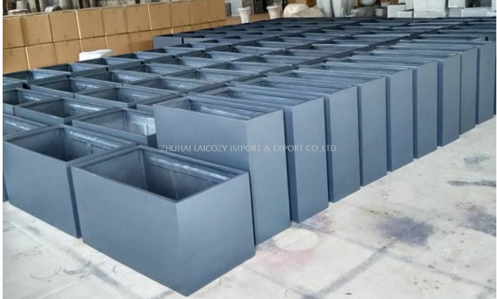 Customized Factory Wholesale Garden Flowerpot Fiberglass Lightweight Cement Rectangular Planter Box