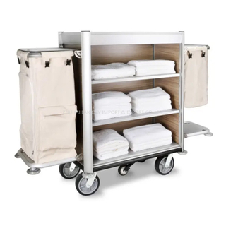 5 Star Hotel Guestroom Cleaning Trolley Aluminium Housekeeping Maid Cart