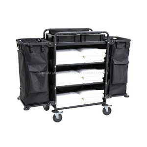 Light Weight Fabric Construct Housekeeping Cleaning Cart For Hotel