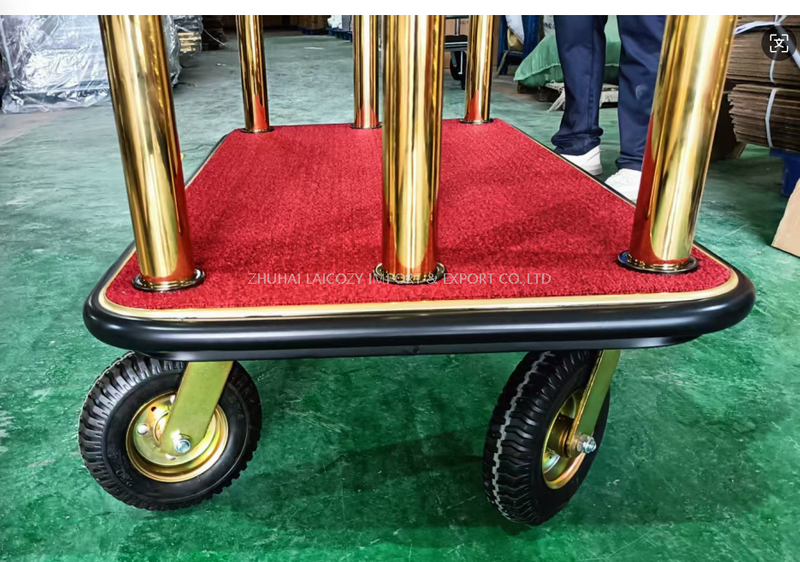 New Design Golden Bellman Trolley | Premium Hotel Luggage Cart for 5-Star Resorts