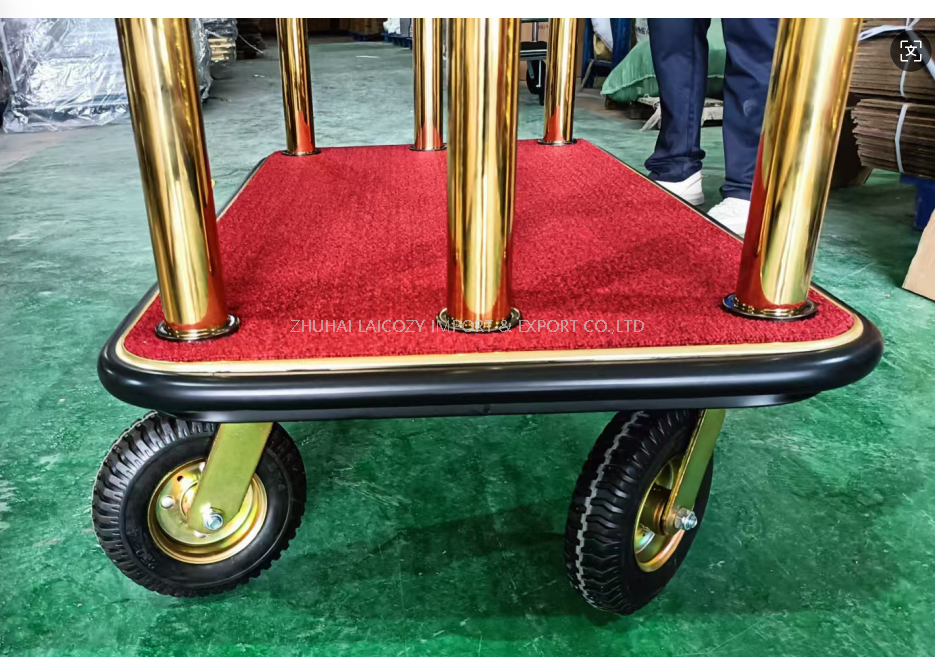 New Design Golden Bellman Trolley | Premium Hotel Luggage Cart for 5-Star Resorts