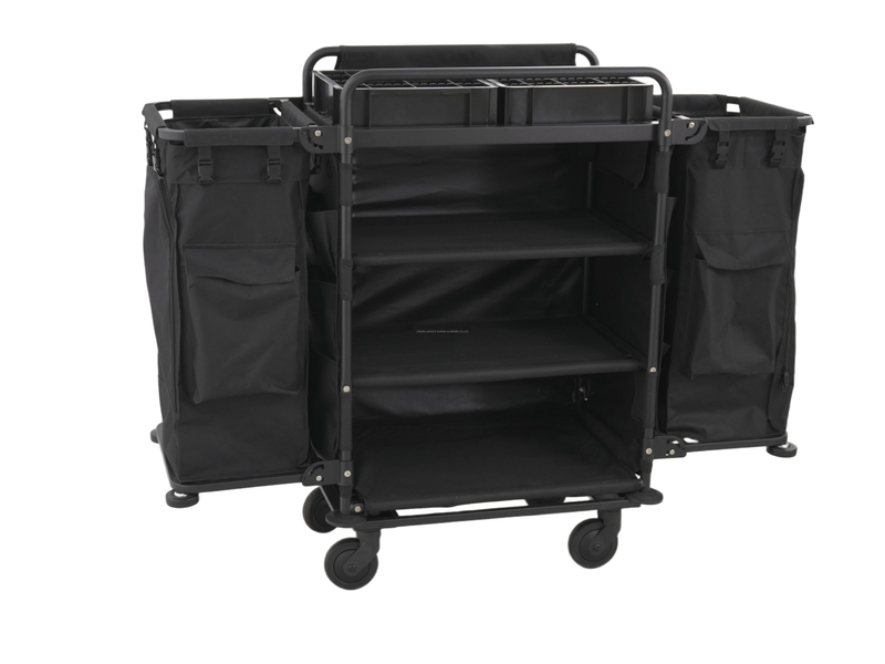 New Arrival 2025 Heavy Duty Housekeeping Cart | Hotel Maid Trolley with Side Laundry Bags