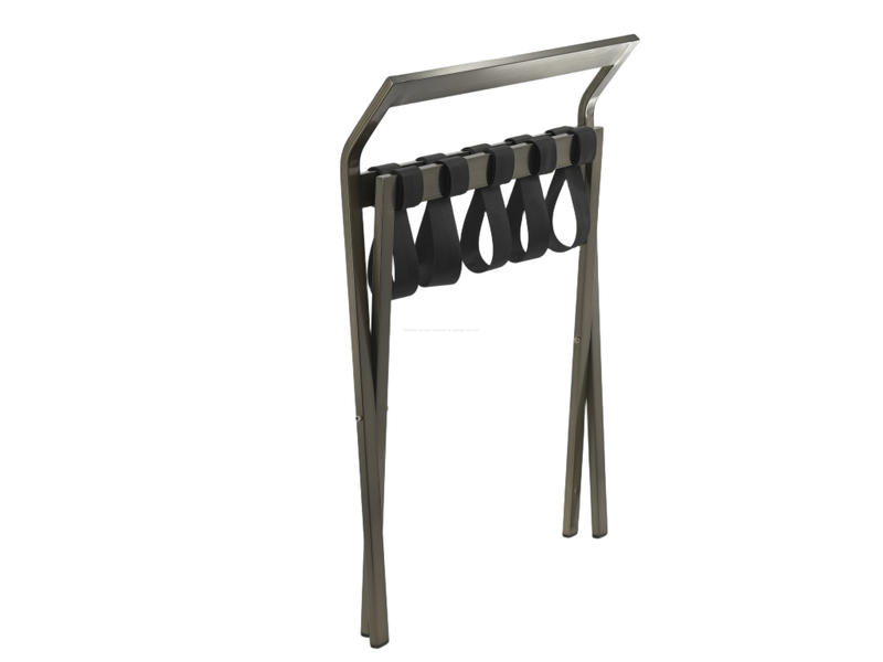 Hotel Brushed Antique Brass Stainless Steel Foldable Luggage Rack With Backrest