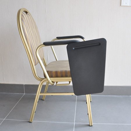 hotel stackable aluminum banquet chair with writing table