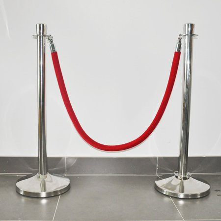 Red Velour Ropes with Golden Hooks for Stanchion