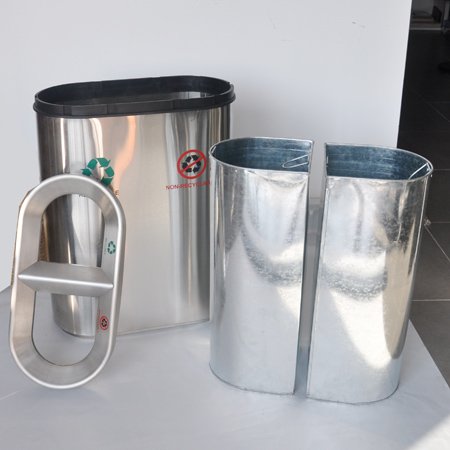Hotel lobby stainless steel indoor double dustbins