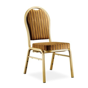 High Quality Hotel Restaurant Stackable Aluminum Banquet Chair Modern Golden Frame Wedding Chars
