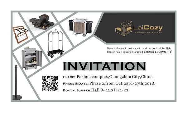 LAICOZY booth NO 11.2D21-22 at the 124th Canton Fair from Oct 23-27