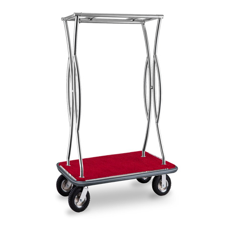 Hotel stainless steel wheeled luggage bellman trolley for guest