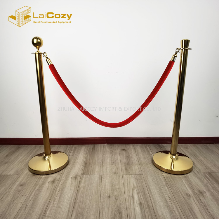 Crowd Control Red Polished Hook Stanchions Barrier Rope 