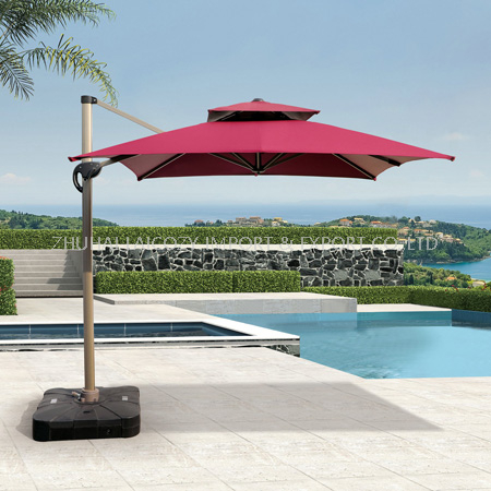 New Style Square Umbrella with Marble Base for Swimming Pool