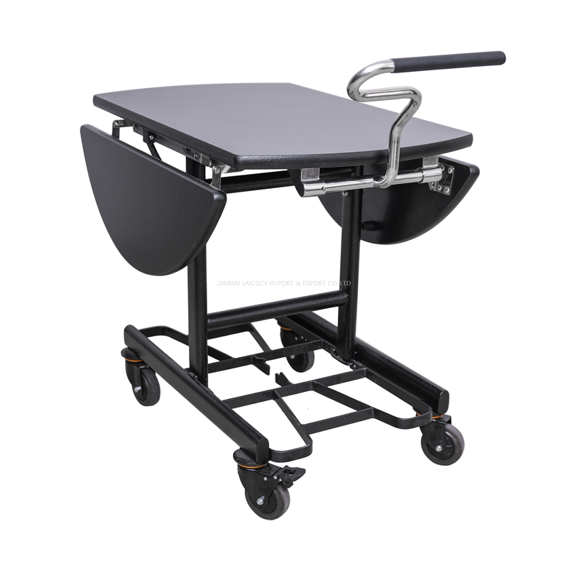 5 Star Hotel High Quality Room Service Trolley Black Finish with PU Edge Tri-fold Table Top