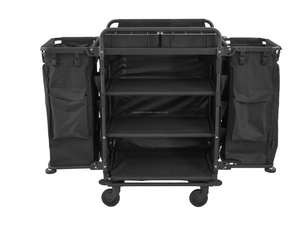 New Arrival 2025 Heavy Duty Housekeeping Cart | Hotel Maid Trolley with Side Laundry Bags