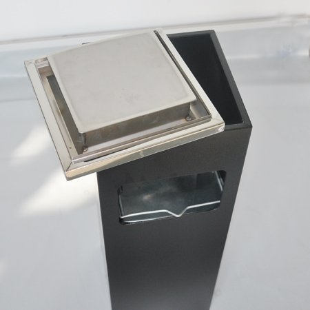 Hotel lobby black coating indoor metal dustbins ashtray 