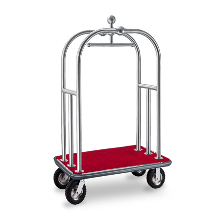 304 stainless steel luxury hotel luggage cart with heavy duty metal base and strong wheels