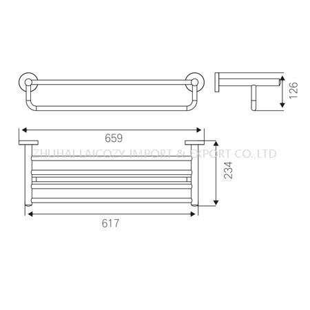 Good Quality Bathroom 304 S/S Towel Rack with Lower Bar for Hotel