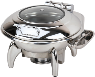 Round Stainless Steel Food Warmer With Canape Putting On Restaurant Tables