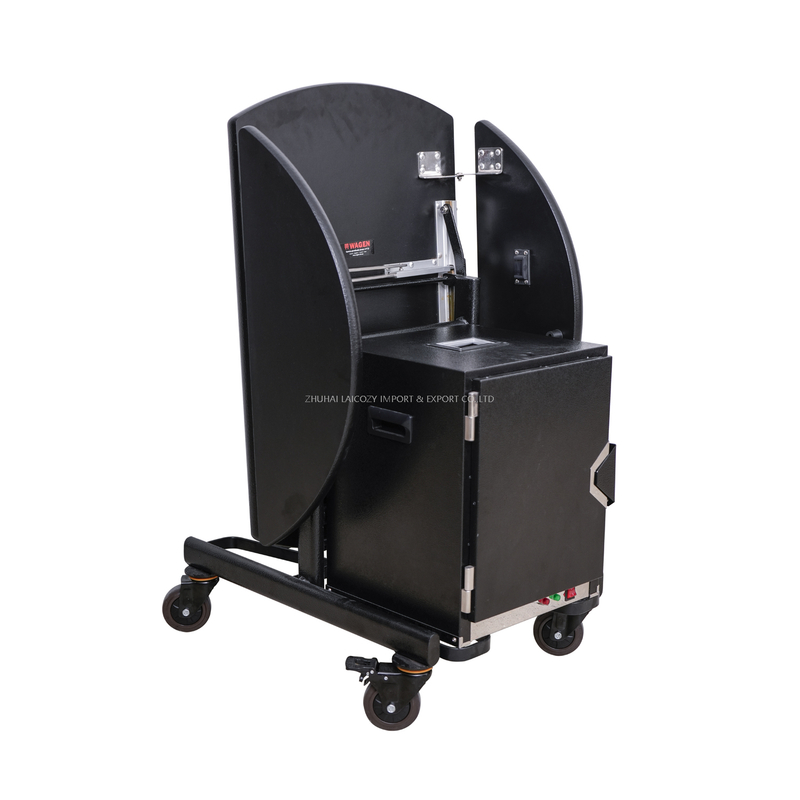5 Star Hotel High Quality Room Service Trolley Black Finish with PU Edge Tri-fold Table Top