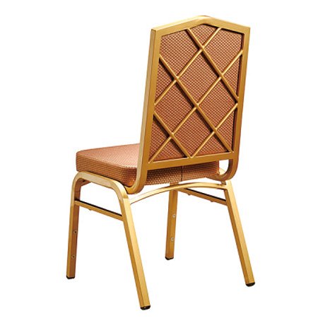High Quality Hotel Banquet Modern Iron Chair Restaurant Dining Titanium Gold Stackable Steel Chair with Golden Painting 